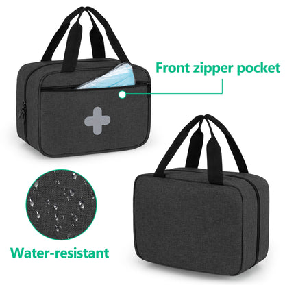 CURMIO Small First Aid Bag, Empty Emergency Trauma Kit Organizer Bag for Hiking, Camping, Car, Travel, Home and Outdoor, Accessories Not Included, Empty Bag, Black