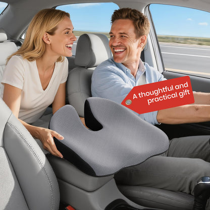 Benazcap Car Seat Cushion - Memory Foam Car Seat Pad - Sciatica & Lower Back Pain Relief - Car Seat Cushions for Driving - Road Trip Essentials for Drivers-Grey
