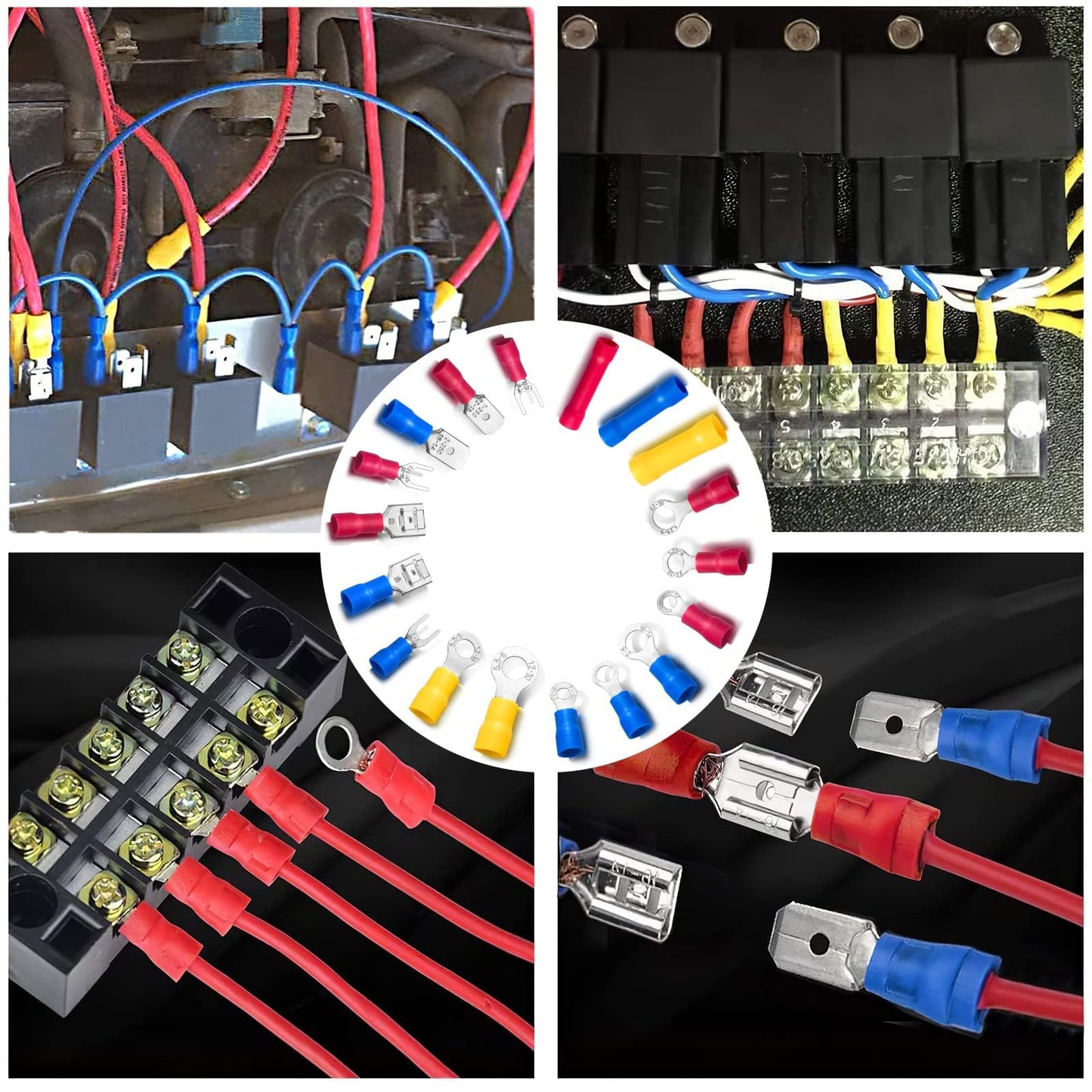 1200PCS Electrical Connector Kit-Sopoby Automotive Insulated CrimpTerminals Connectors for Wiring Mixed Ring Fork Spade Butt Connector Set