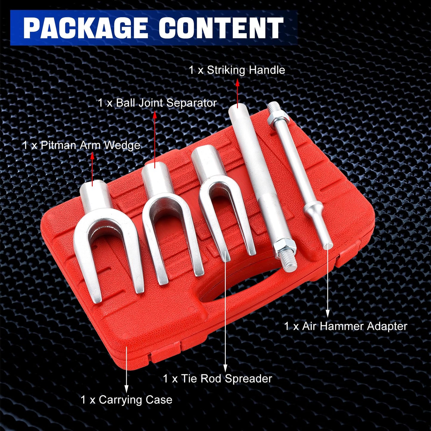 DASBET 5-Piece Ball Joint Separator Tool, Pickle Fork Tool Set, Heavy Duty Tie Rod Removal Tool for Cars and Light Trucks, Ball Joint Remover for Pitman Arm Removal