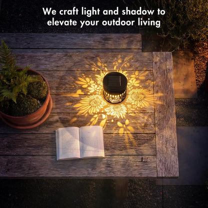 Solar Lanterns Outdoor Decor, 4 Pack Sunflower Garden Decorative Lights, Waterproof Metal Lanterns for Patio, Yard & Garden, Gifts for Mother's Day and Garden Lovers