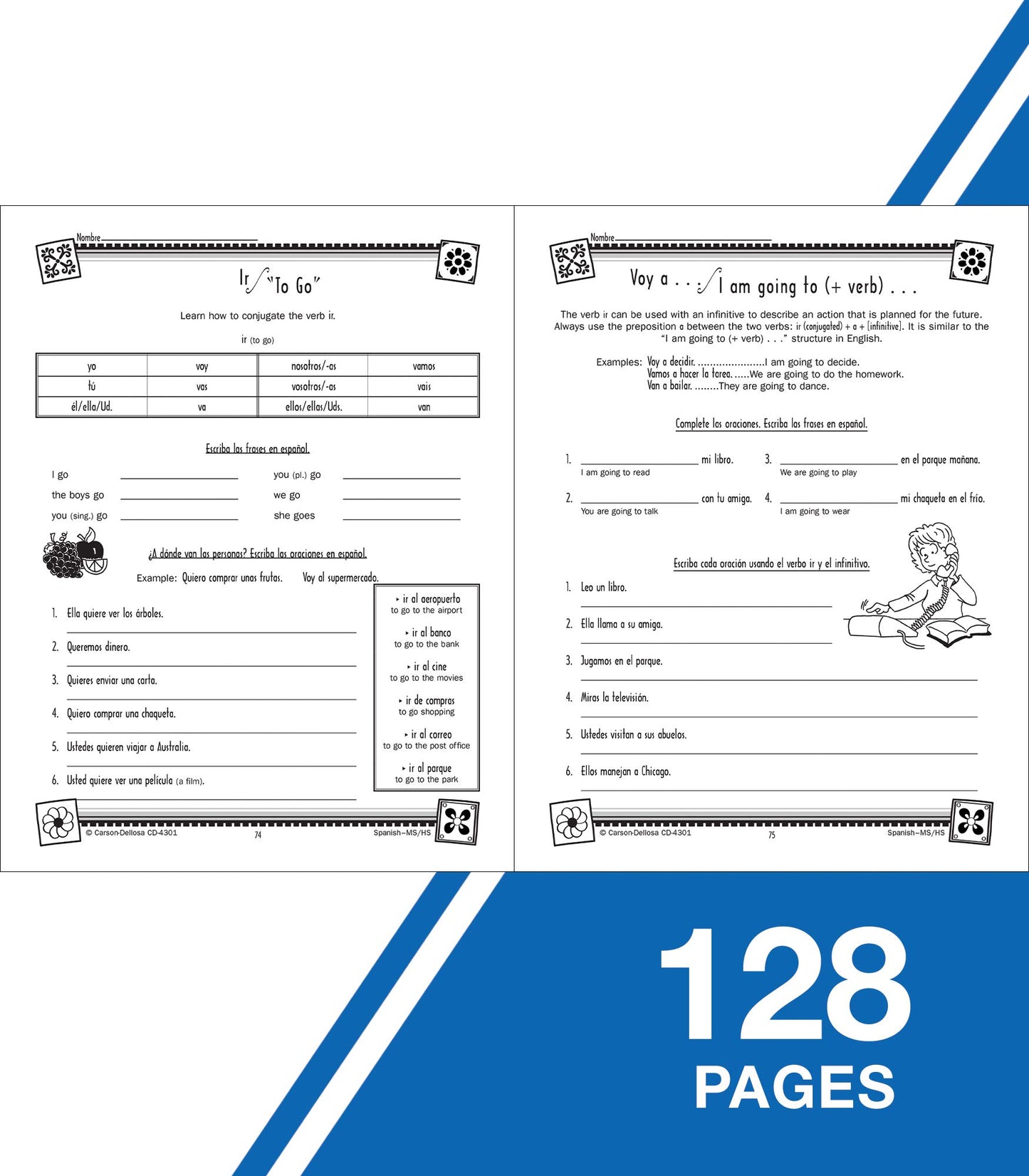 Carson Dellosa Skills for Success Spanish Workbook, Parts of Speech, Grammar, Sentence Building Skills, and More, Middle and High School Classroom or Homeschool Curriculum