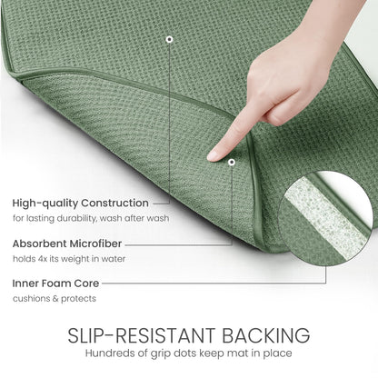 Bellemain XXL Dish Mat 24" x 17" ( LARGEST MAT ) Microfiber Dish Drying Mat , Super absorbent ( Green )