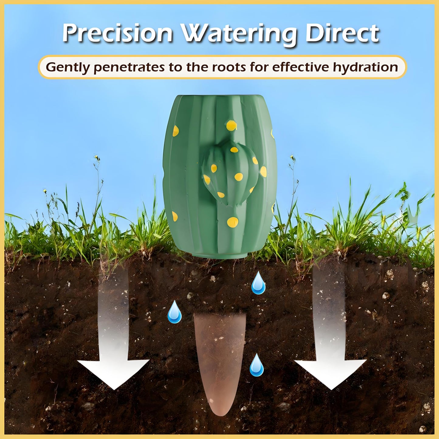 4 Pcs Plant Self-Watering Spikes, Automatic Plant Waterer Devices, Terracotta Drip Water Stakes Irrigation Watering Globes, Plant Watering System for Indoor Outdoor Garden (Cactus)