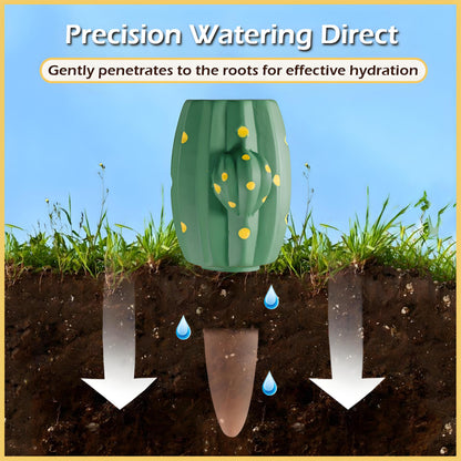 4 Pcs Plant Self-Watering Spikes, Automatic Plant Waterer Devices, Terracotta Drip Water Stakes Irrigation Watering Globes, Plant Watering System for Indoor Outdoor Garden (Cactus)