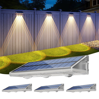 Yilaie Solar Lights Outdoor-IP67 Waterproof 3000K/4500K/6500K,High Brightness LED Solar Fence Lights,Solar Wall Light for Outside Backyard/Railing/Step/Patio/Stair Railings/Pool （4 Pack）