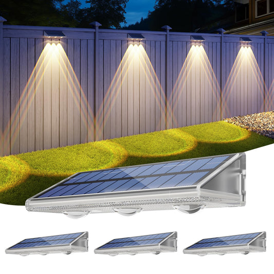 Yilaie Solar Lights Outdoor-IP67 Waterproof 3000K/4500K/6500K,High Brightness LED Solar Fence Lights,Solar Wall Light for Outside Backyard/Railing/Step/Patio/Stair Railings/Pool （4 Pack）