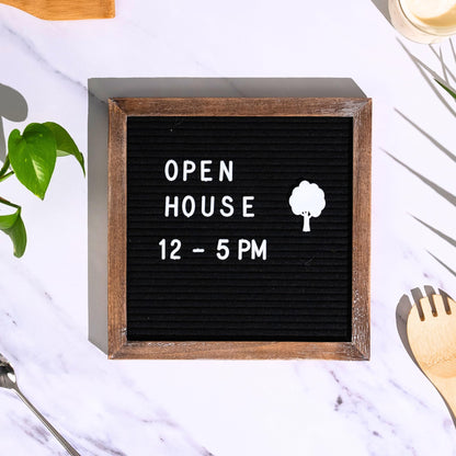 Black Felt Letter Board | 10"x10" Brown Rustic Wooden Frame Letter Board with White Letters | Premium Changeable Sign Boards for Home Decor Motivational Quotes Baby Announcement Price Menu List Message Letterboard With Stand For Small Business