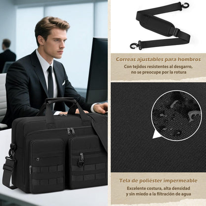RAINSMORE Professional Messenger Bag for Men 15.6 17.3 inch, Laptop Bag, Waterproof Polyester, Computer Bag Business