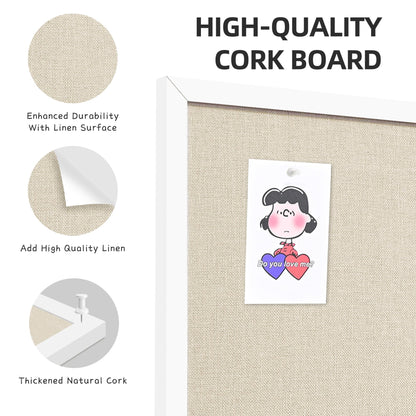 Yunihome 12x16 Inch (2-Pack) Cork Board for Wall Hanging with Linen, Bulletin Board with Push Pins, Mounted Memo Message Board for Home Office Decor, Dorm Room Essentials, Classroom Organization