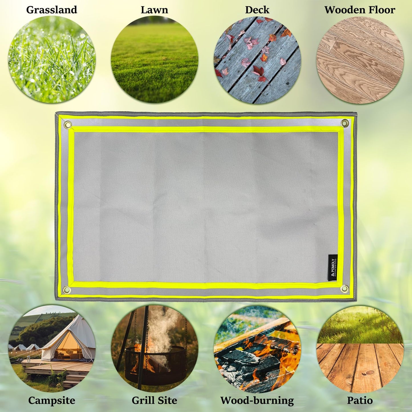 POMOLY Fire Pit Mat,Fireproof Mat Visible at Night-Great for Deck Fire Pit Base,Patio Fire Pits Pad for Outdoor Wood Burning, Wood Floor, Grass, Campsite, Lawn(31.5'' X20'')