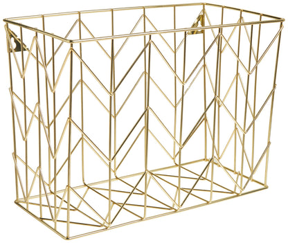 U Brands Hanging File Desk Organizer, Wire Metal, Gold - 894U02-06, 9.37H x 12.2W x 6.85D inches