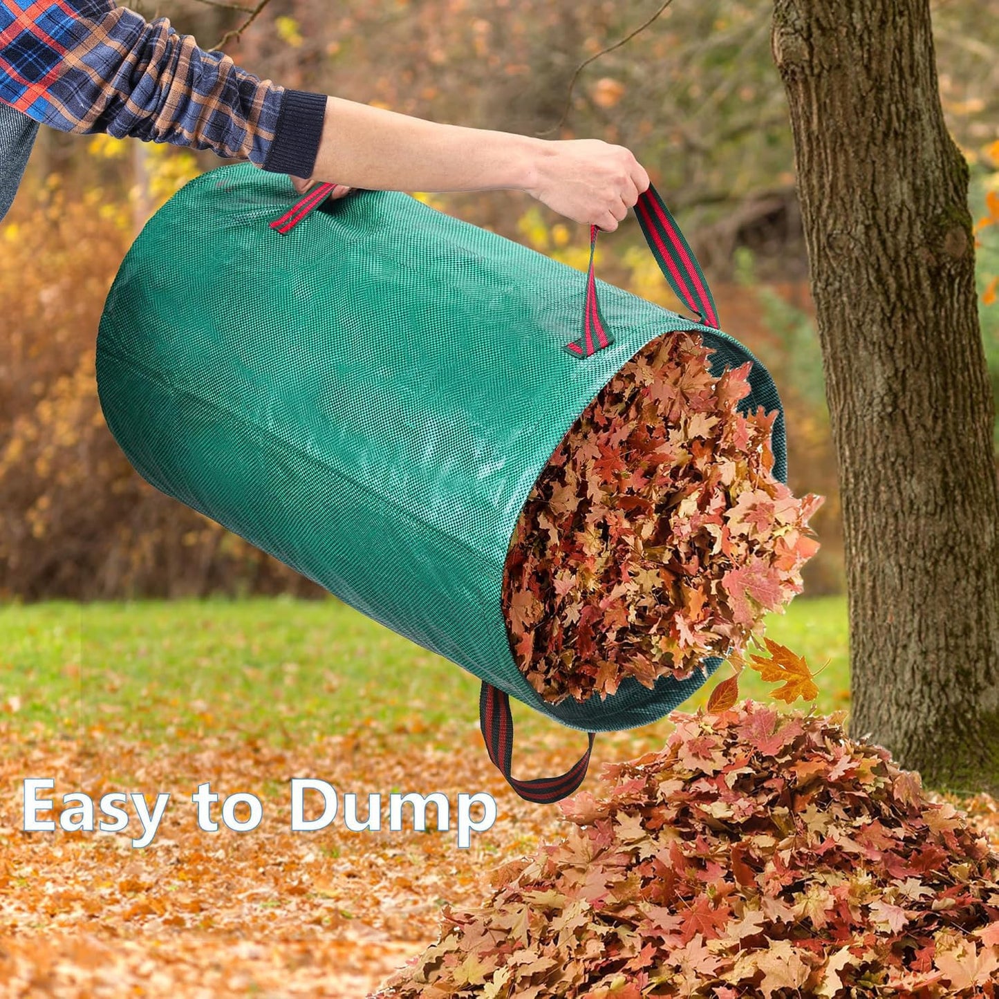 Craftsboys 2-Pack Reusable Yard Waste Bags, Reusable Collapsible Plants Leaf Grass Waste Bag, Heavy Duty Gardening Bags for Garden Yard Lawn (2 Pack Bags) (132 Gallons)