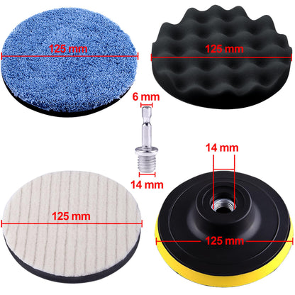 SIQUK 8 Pieces Car Polishing Kit - 5 Inch Buffing Pads, Car Foam Polishing Pads, Buffer Attachment With M14 Drill Adapter