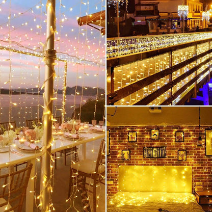 Christmas String Lights, 98FT 300 LEDs Indoor Outdoor Fairy Lights 8 Flashing Modes with End-to-End Plug, Waterproof Fairy Lights for Bedroom Wall Wedding Party Decorations - (Warm White)