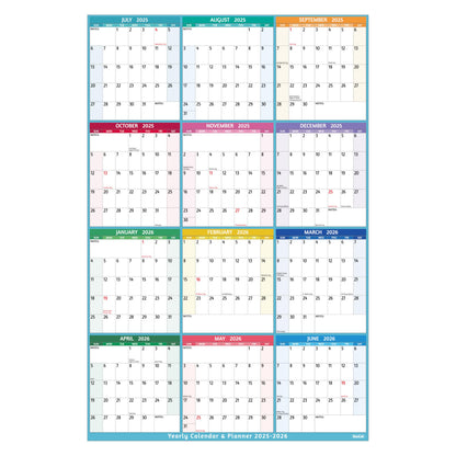 Yearly Wall Calendar 2025-2026 - Large Yearly Calendar Vertical, Jul 2025 - Jun 2026, 25.2" x 38.2" (Open), Calendar 2025-2026, Large Wall Calendar, Full Year Paper Calendar with Notes, Thicker Paper