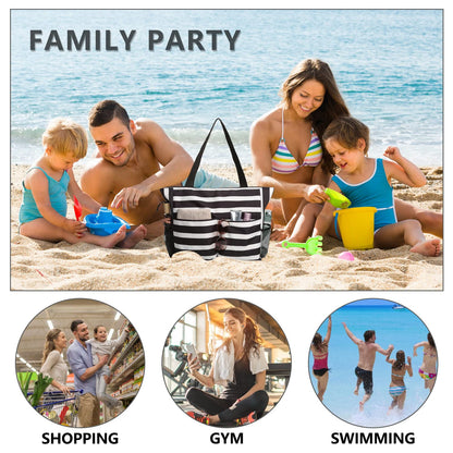 TAHAVICE Extra Large Beach Tote Bag for Women, Water-resistant Tote Bag with Zipper Multi-function Pockets Reusable Shopping Shoulder Bag,Sandproof Swim Pool Bag,travel vacation essentials