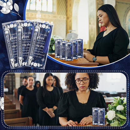 50 Set Funeral Favors for Guests Memorial Service Ballpoint Pens with Poem Prayer Bookmarks Cards for Celebration of Life Condolence Bereavement Sympathy Gift