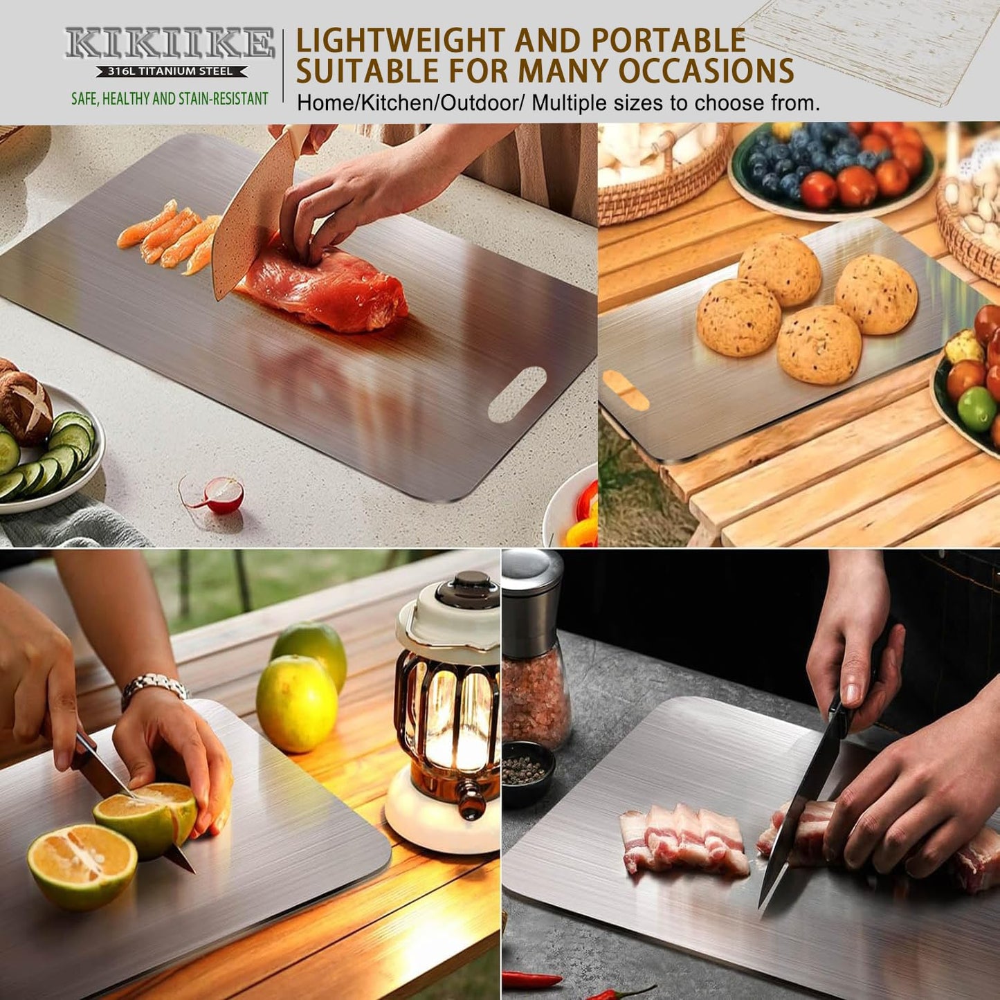 Titanium Cutting Board 2025 New Upgrade 100% Pure Titanium Cutting Boards for Kitchen - Double-Sided Food-Grade titanware Cutting Board Non-Stick Durable and Easy to Clean (13.3 x 9 in)