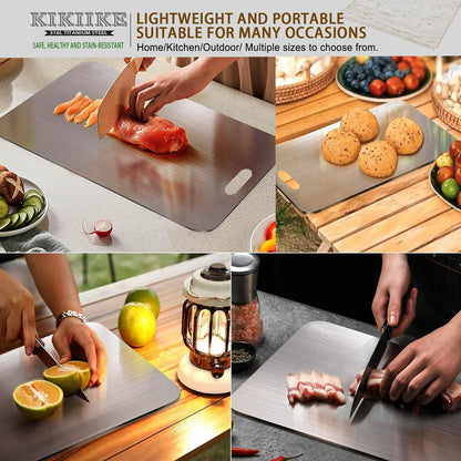 Titanium Cutting Board 2025 New Upgrade 100% Pure Titanium Cutting Boards for Kitchen - Double-Sided Food-Grade titanware Cutting Board Non-Stick Durable and Easy to Clean (13.3 x 9 in)