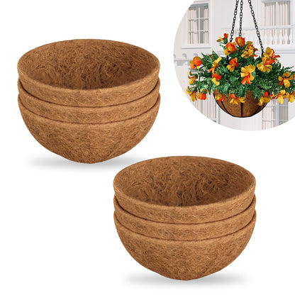 Bamworld 6pcs 30cm Coco Liners, Round Hanging Basket Liners Coconut Fiber Coir, Plant Holder Decor for Indoor Outdoor Flower Pots, Watering Baskets