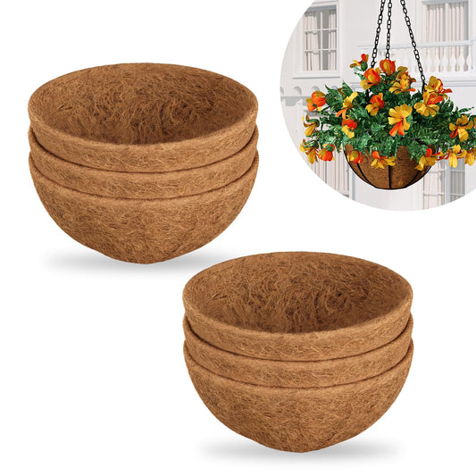 Bamworld 6pcs 30cm Coco Liners, Round Hanging Basket Liners Coconut Fiber Coir, Plant Holder Decor for Indoor Outdoor Flower Pots, Watering Baskets