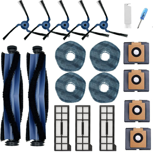Replacement Parts Accessories for Eufy X10 Pro Omni 2-Roller Brush 5-Side Brush 3-HEPA Filter 4 Mop Pads 4 Dust Bags 1 Cleanning Tool