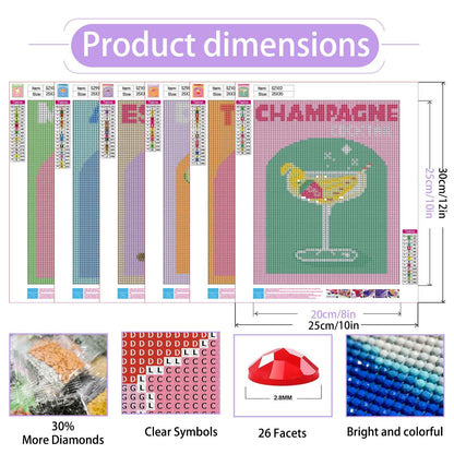 6 Pack Cocktail Diamond Art Kits for Adults - Diamond Painting Kits for Adults,Cocktail 5D Diamond Art for Gifts and Home Wall Decor 10x12inch