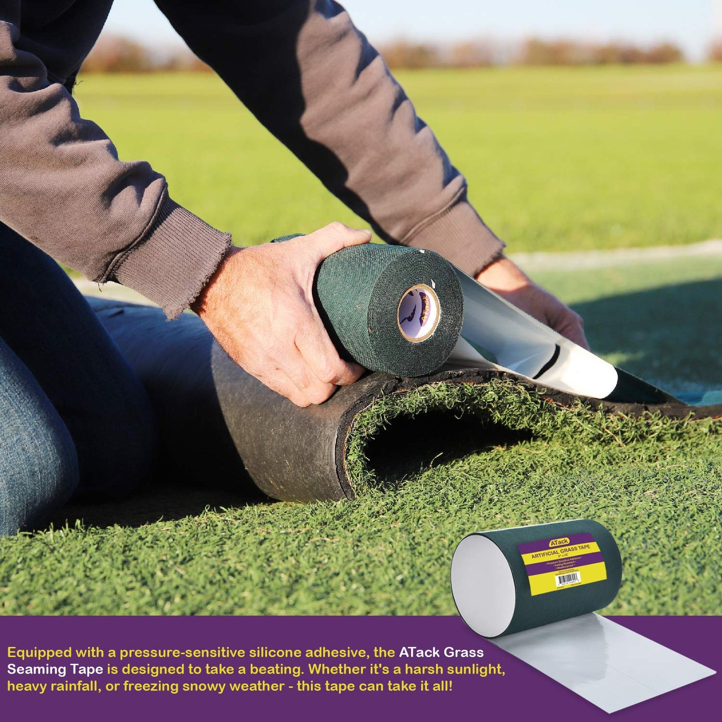 ATack Artificial Grass Tape, 6-Inch by 32-Feet, Self-Adhesive Synthetic Grass Joining Seaming Tape – Ideal for Outdoor, Patio, and Lawn Artificial Grass Carpet Tape