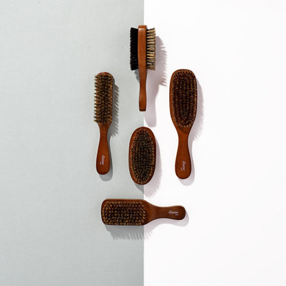 Diane Premium Boar Bristle Brush for Men € Double Sided, Medium and Firm Bristles for Thick Coarse Hair € Use for Smoothing, Wave Styles, Soft on Scalp, Club Handle, D8115