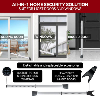AceMining Upgraded Door Security Bar & Sliding Patio Door Stopper, Heavy Duty Adjustable Door Jammer for Home, Apartment, Travel (1 Pack, White)