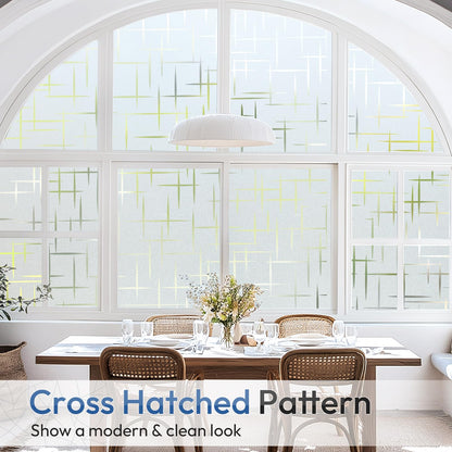 rabbitgoo Window Films for Privacy, Frosted Window Film Static Cling - UV Blocking Non-Adhesive Reusable Covering for Bathroom & Home Office, Easy Install, 23.6x78.7 Inches (60x200cm)