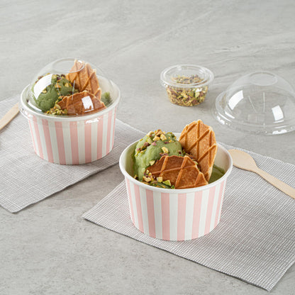 Coppetta 12-Ounce Dessert Cups, 50 Disposable Ice Cream Cups - Lids Sold Separately, Sturdy, Pink and White Paper FroYo Bowls, for Hot and Cold Foods, Perfect for Gelato Or Mousse - Restaurantware