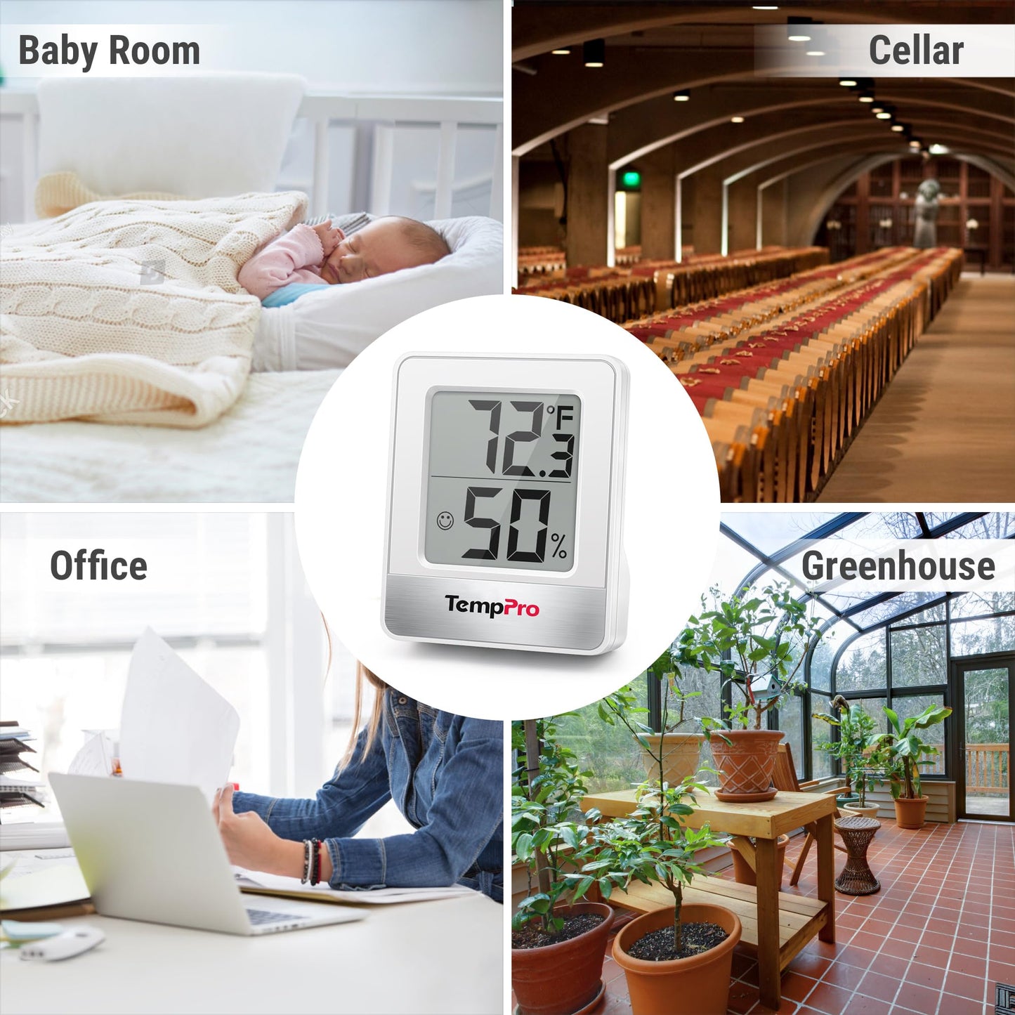 TempPro TP49 3 Pieces Digital Hygrometer Indoor Thermometer Humidity Meter Mini Hygrometer with Temperature and Humidity Monitor Outdoor and Room Thermometer Weather Station (Previously ThermoPro)