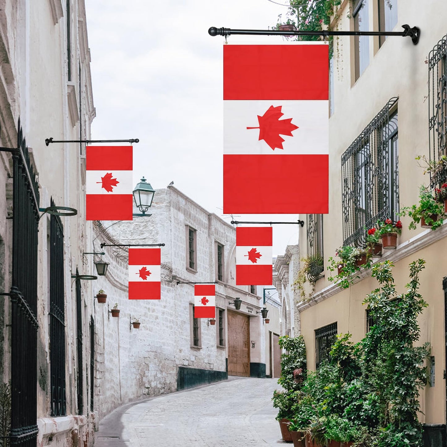 6.5FT Flag Pole for Canada Flag, Flag Poles Outdoor with Bracket, Tangle Free Stainless Steel Flag Pole Kit, Wall Mount and Adjustable Flagpole for Porch, Garden, Patio, Residential or Commercial