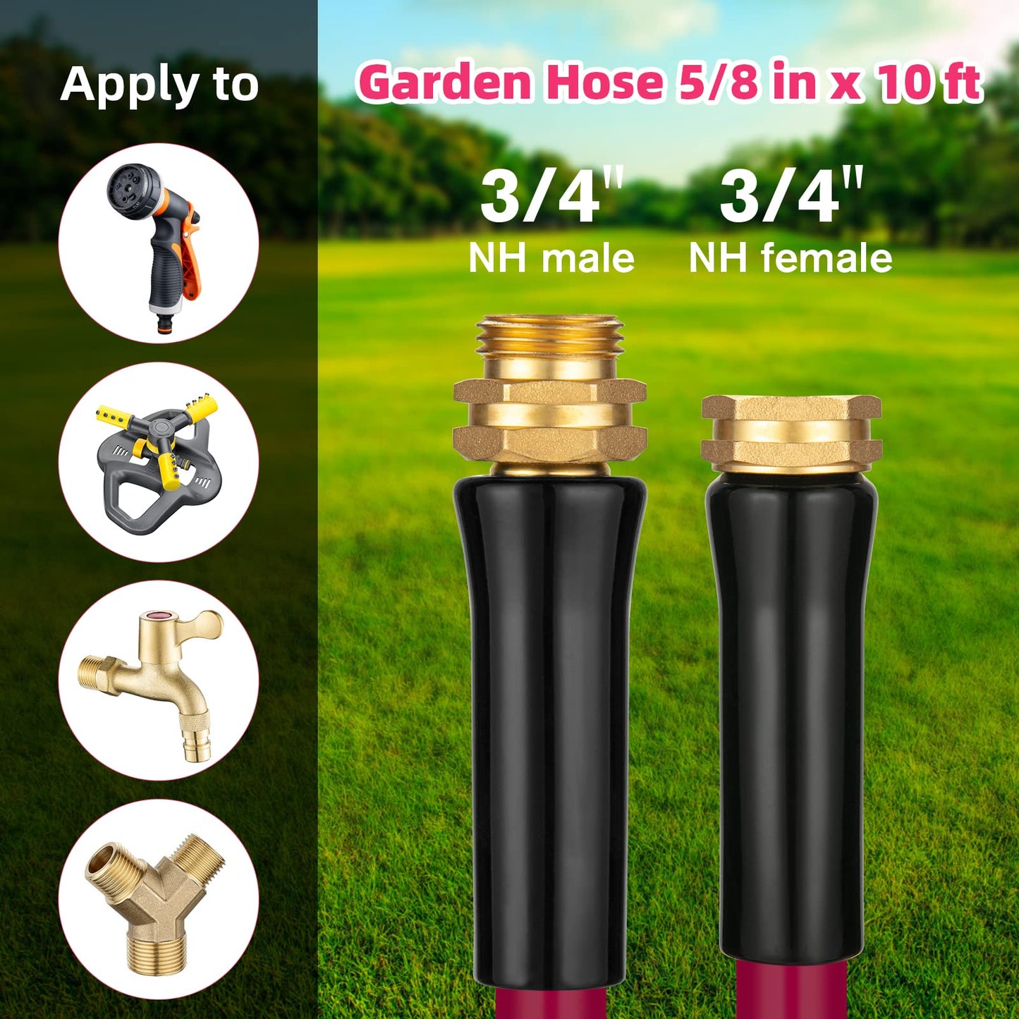 WELLUCK Garden Hose Heavy Duty Durable Anti Kink Flexible Garden Water Hose for Drinking Water Safe BPA Free, All-Weather Lightweight Water Hose for Garden RV Camper Marine (10FT)