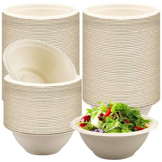 200 PCS Disposable Paper Bowls, 8 oz Compostable Paper Bowls Heavy Duty Paper Bowl Biodegradable Bagasse Bowl for Party, Salad, Dessert, Soup, Snack, Hot and Cold Food