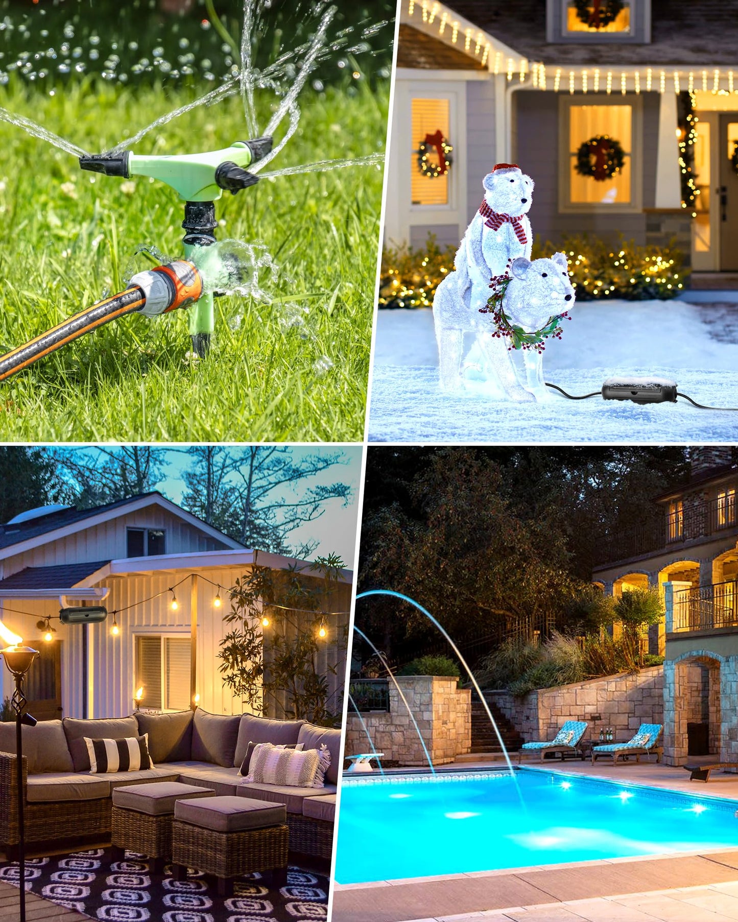 DEWENWILS 4-Pack Extension Cord Safety Cover, Outdoor Outlet Protector with 4 Latches, Large Compartment for AWG12/14/16 Cords, Protect Christmas Holiday Lights and Plugs