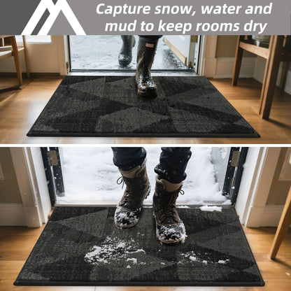 COSY HOMEER Door Mat Entrance, 20"x32" Non-Slip Absorbent Doormat for Front Door, Low Profile Dirt Trapper Entryway Mat, Washable Rugs for Paws & High Traffic Areas, Dark Gray