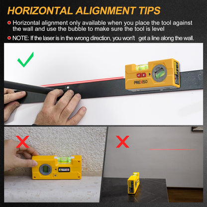PREXISO 2-in-1 Line Laser Level – Mini Torpedo Level with Rotatable Magnetic Pocket, 30Ft Laser Line Leveler Tool for Picture Hanging, Wall Marking, Painting & Home Renovation