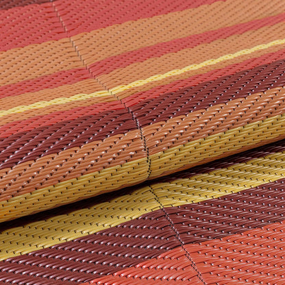 WondRg Outdoor Rug Patio Mat 5x8 Waterproof Plastic Straw Red Orange Stripe Tapis Exterieur for Camping Picnic Deck Washable Outside Carpet Balcony Backyard Porch RV Portable Reversible Lightweight