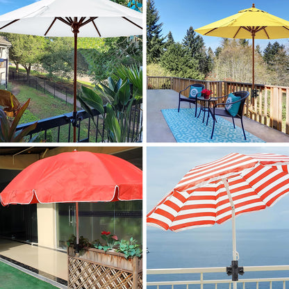 Shoyisenka Patio Umbrella Holder, Heavy Duty Parasol Holder, Square Clampable Adjustable Patio Umbrella Base Mount Fixed Clip for Beach, Courtyard Balcony, Deck Bleachers, Boats