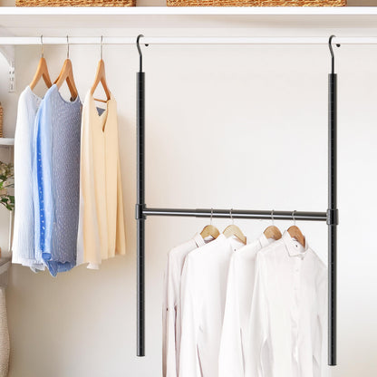 Simple Houseware 18 to 30 Inch Adjustable Closet Hanging Rod, Black