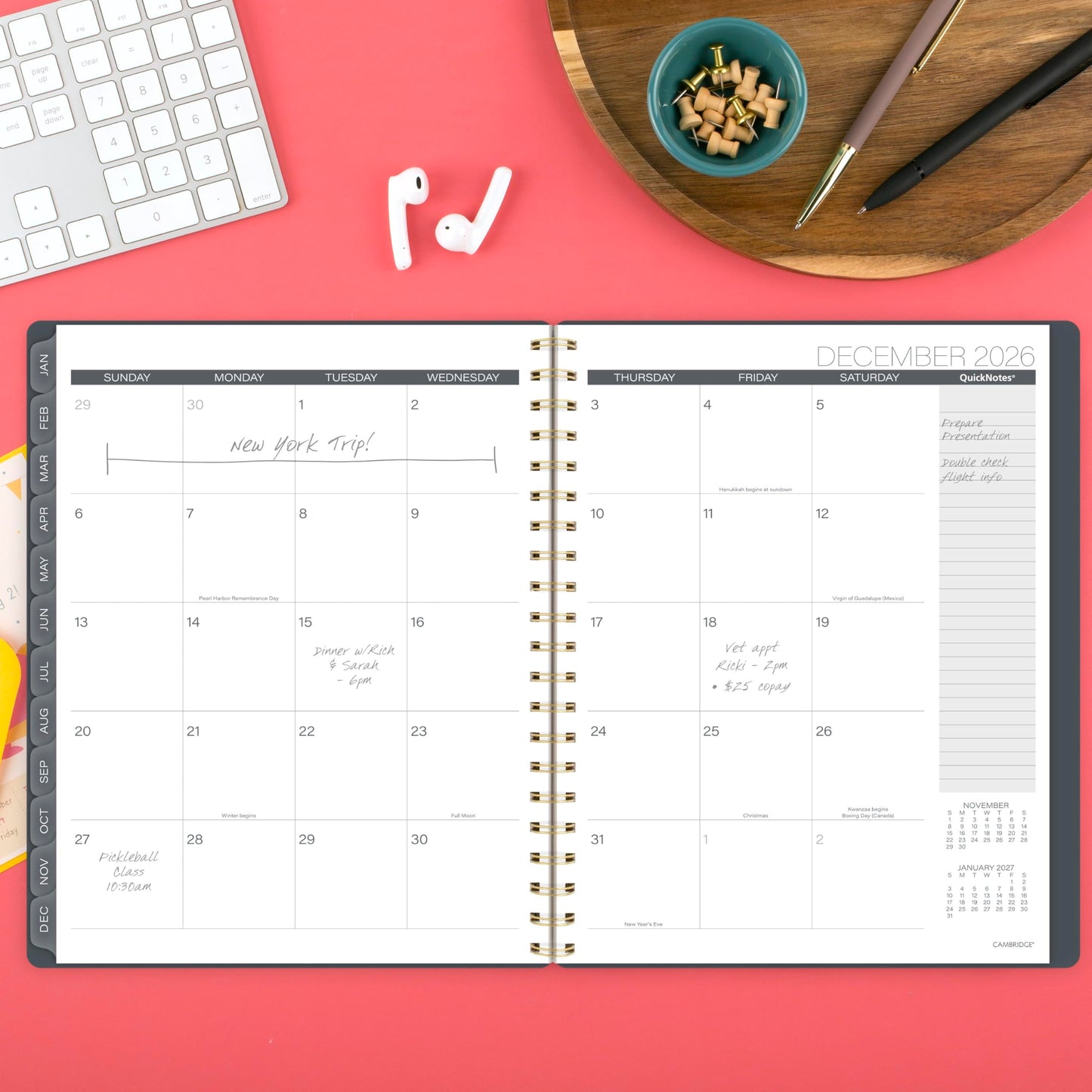 Cambridge 2026 Planner, Weekly & Monthly, 8-1/2" x 11", Large, Hera (1765-905-26)
