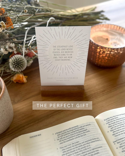 Take Heart ESV Scripture Cards Set, 52 Cards with Wooden Display Stand, Christian Inspirational Decor