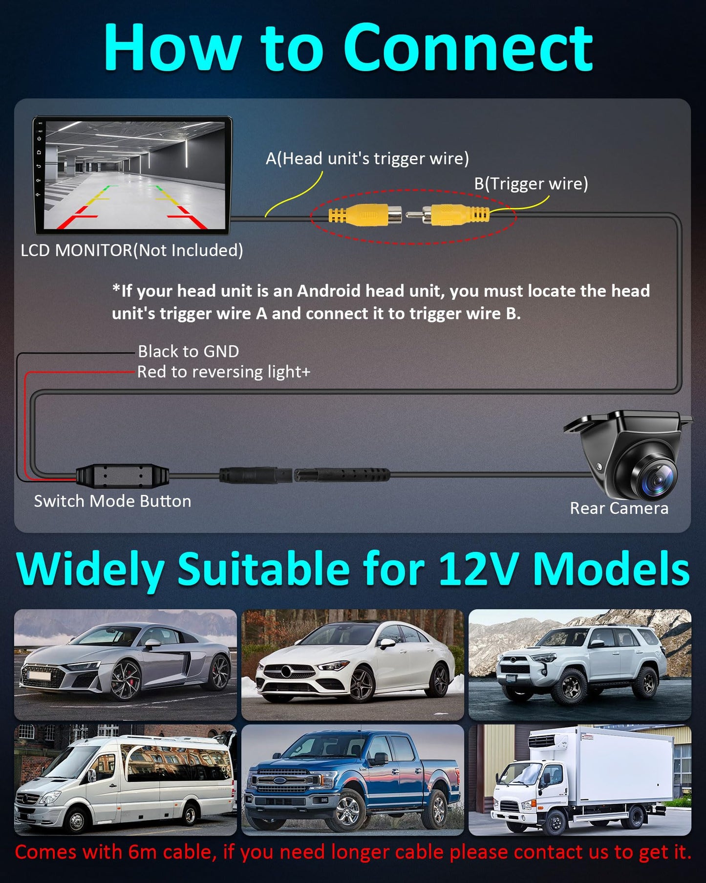 Backup Camera AHD 1080P/720P/CVBS/PAL 360° Rotatable Back up Camera for Car 170° Rear View Camera Night Vision IP69K Waterproof Reverse Camera Front/Side/Rear Camera Truck RV Horse Trailer Camera