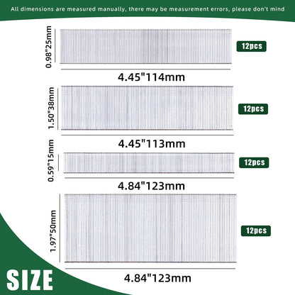 Keadic 4800Pcs 4 Sizes 18 Gauge Brad Nail Assortment Kit, 5/8", 1", 1-1/2", 2" Galvanized Steel Straight Finish Nails Gun Electric Finishing Pin Brads Nail for Moldings Cabinets Installation
