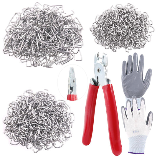 Swpeet 900 Pcs 3/4" 3/4" 3/8" Galvanized Hog Rings with Assorted Straight Ring Pliers Professional Hog Ring Installation Kit for Upholstery
