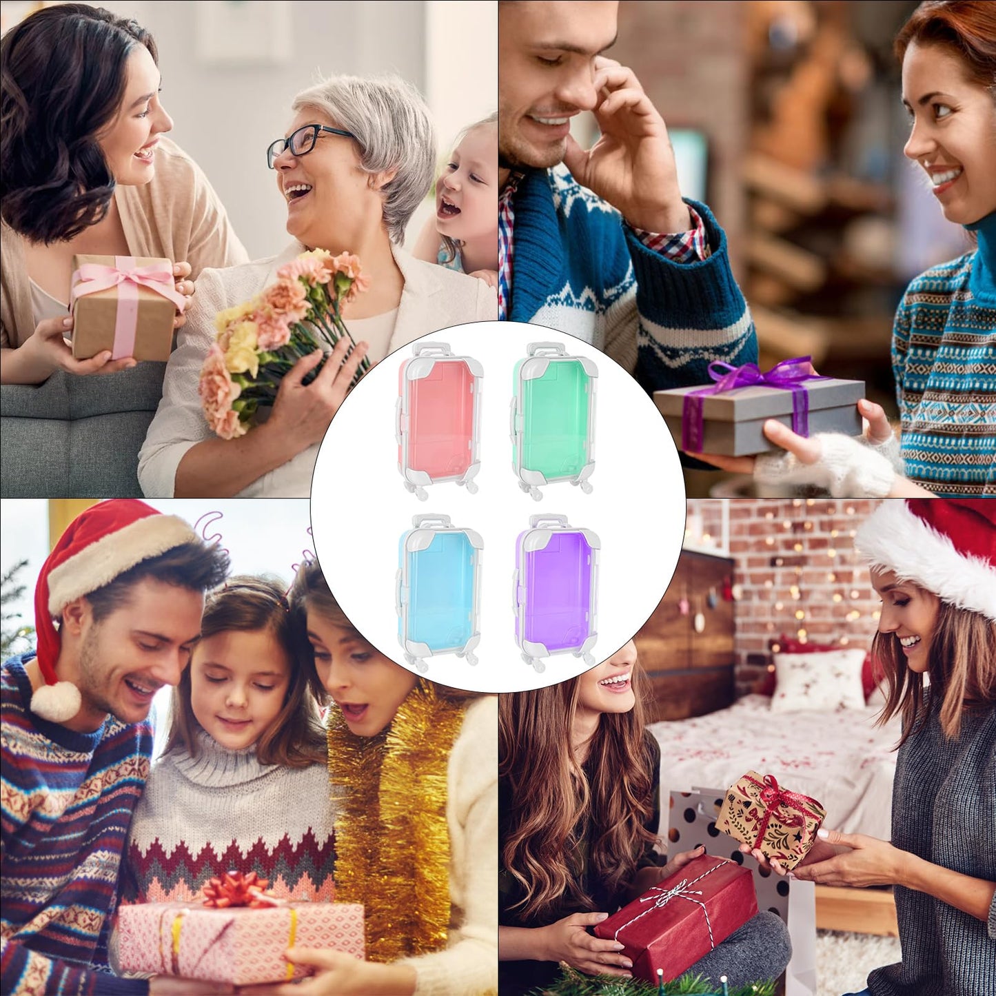 Biiange Mini Suitcase Favor Boxes, Plastic Candy & Jewelry Storage Box, Small Travel-Style Gift Boxes for Wedding Party Decorations