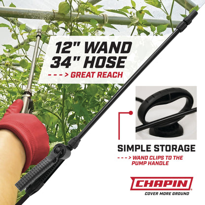 Chapin 20004 Sprayer Tank, Lawn and Garden, Hand Pump Pressured, Anti-Clog Filter, Adjustable Spray Nozzle, Spray Plants, Watering, Weeds, Fertilizer and Pests, White, 1 Gallon (4.5 Liters)